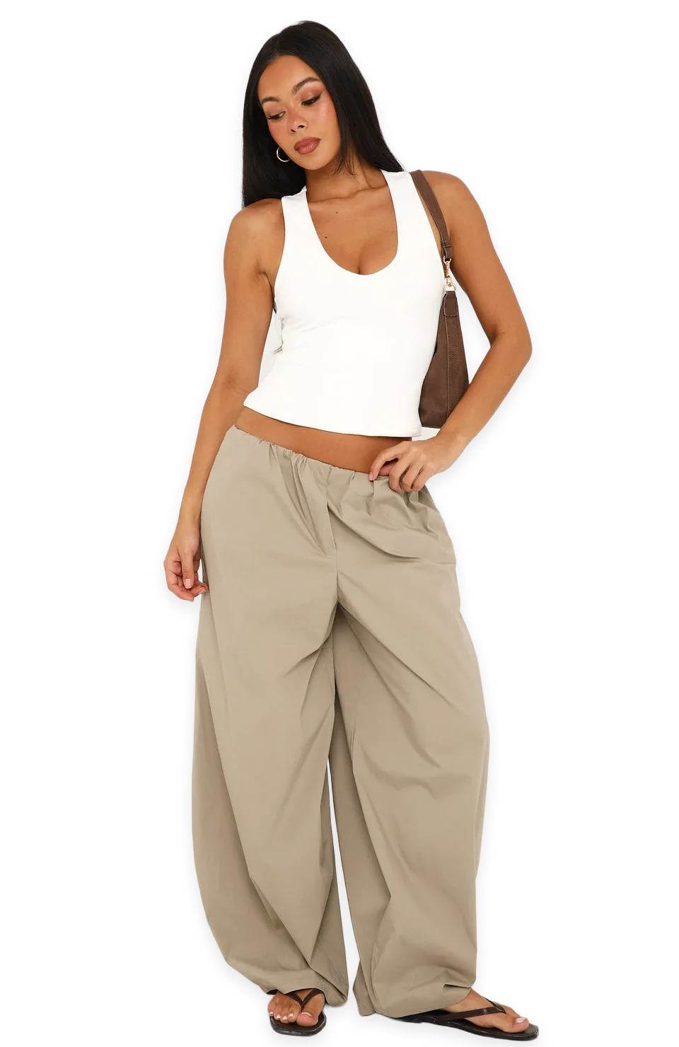 White Fox Off The Record Low Rise Cargo Pants Mushroom, photo 2