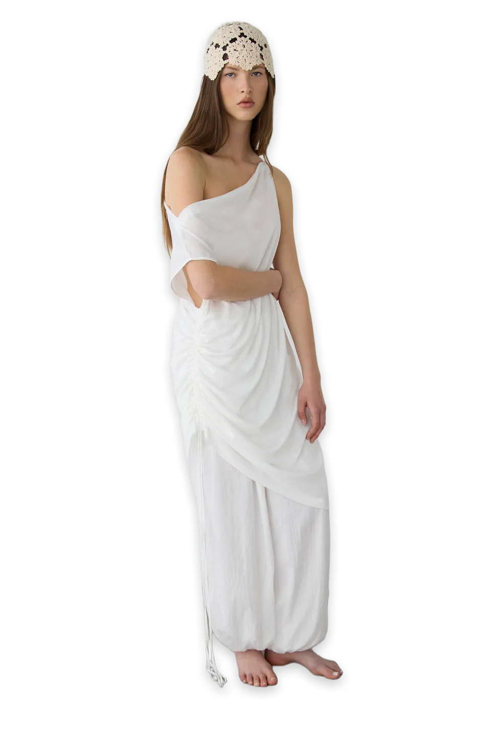 Oak + Fort MIDI DRESS WITH ADJUSTABLE SIDE RUCHED DETAIL