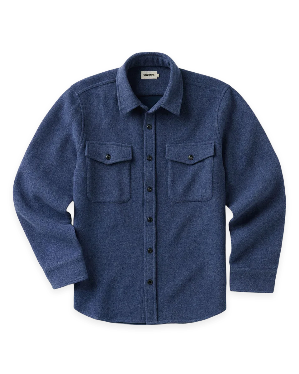 Taylor Stitch The Maritime Shirt Jacket in Heather Navy Wool