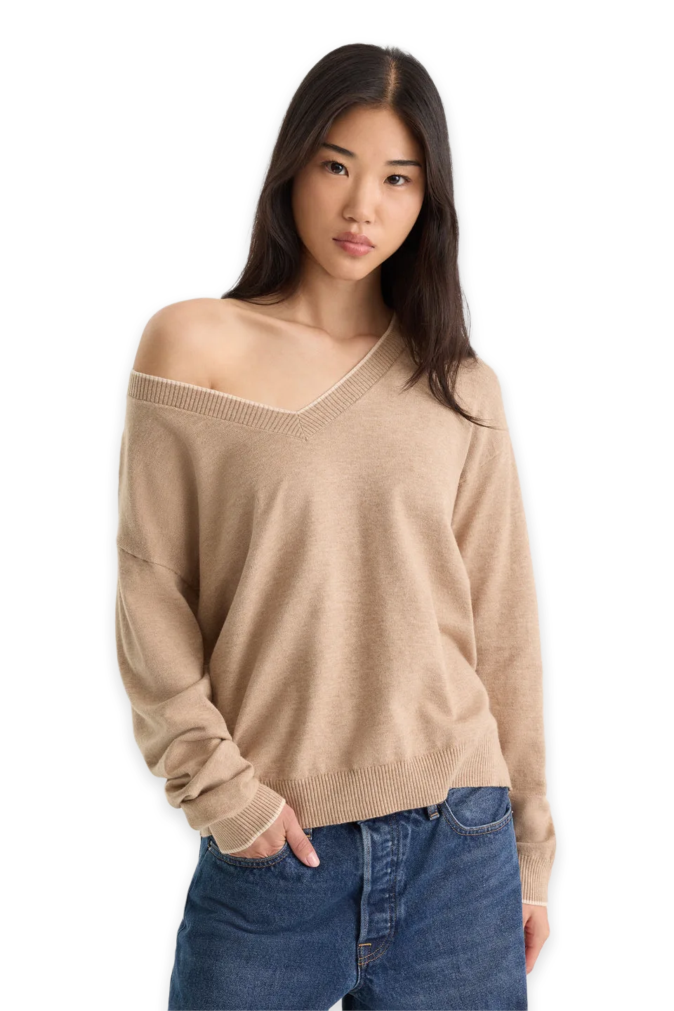 Good American THE COZY V NECK SWEATER