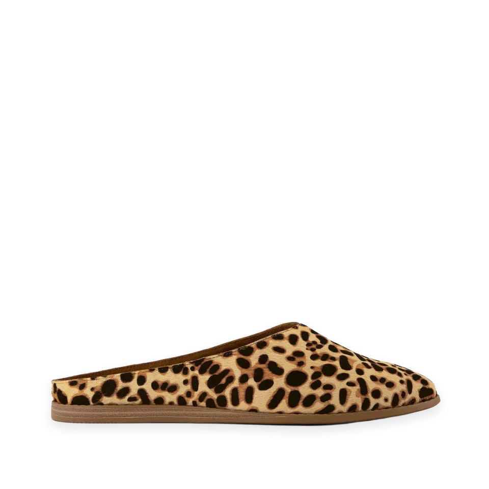 TOMS Womens Amelia Mule Brown Sugar Leopard Print Hair Leather