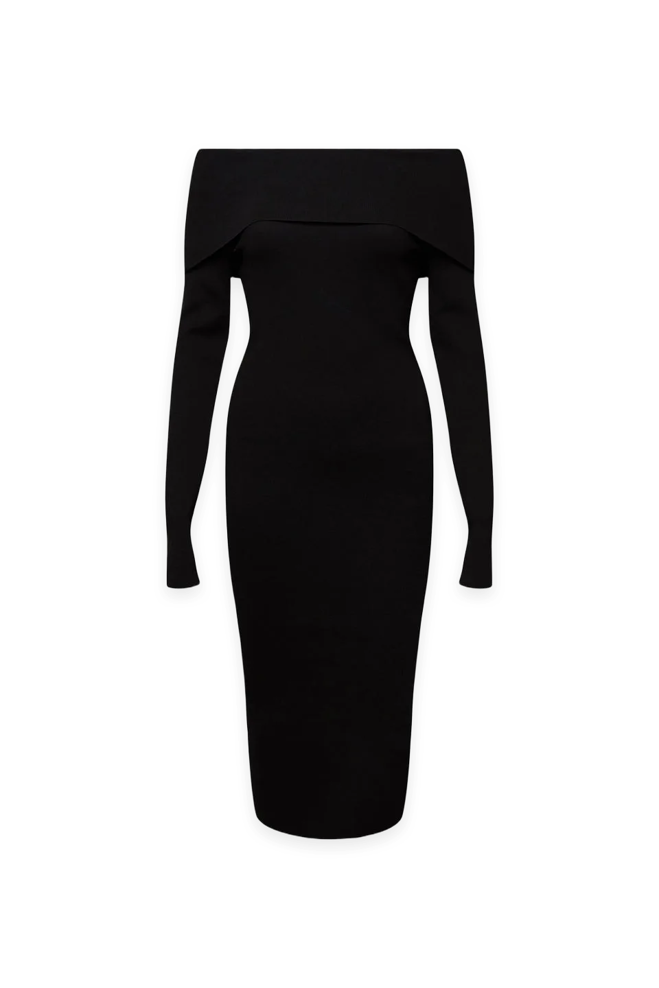 Oak + Fort OFF THE SHOULDER LONG SLEEVE MIDI DRESS