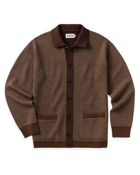 Taylor Stitch The Miles Sweater Polo in Espresso Merino