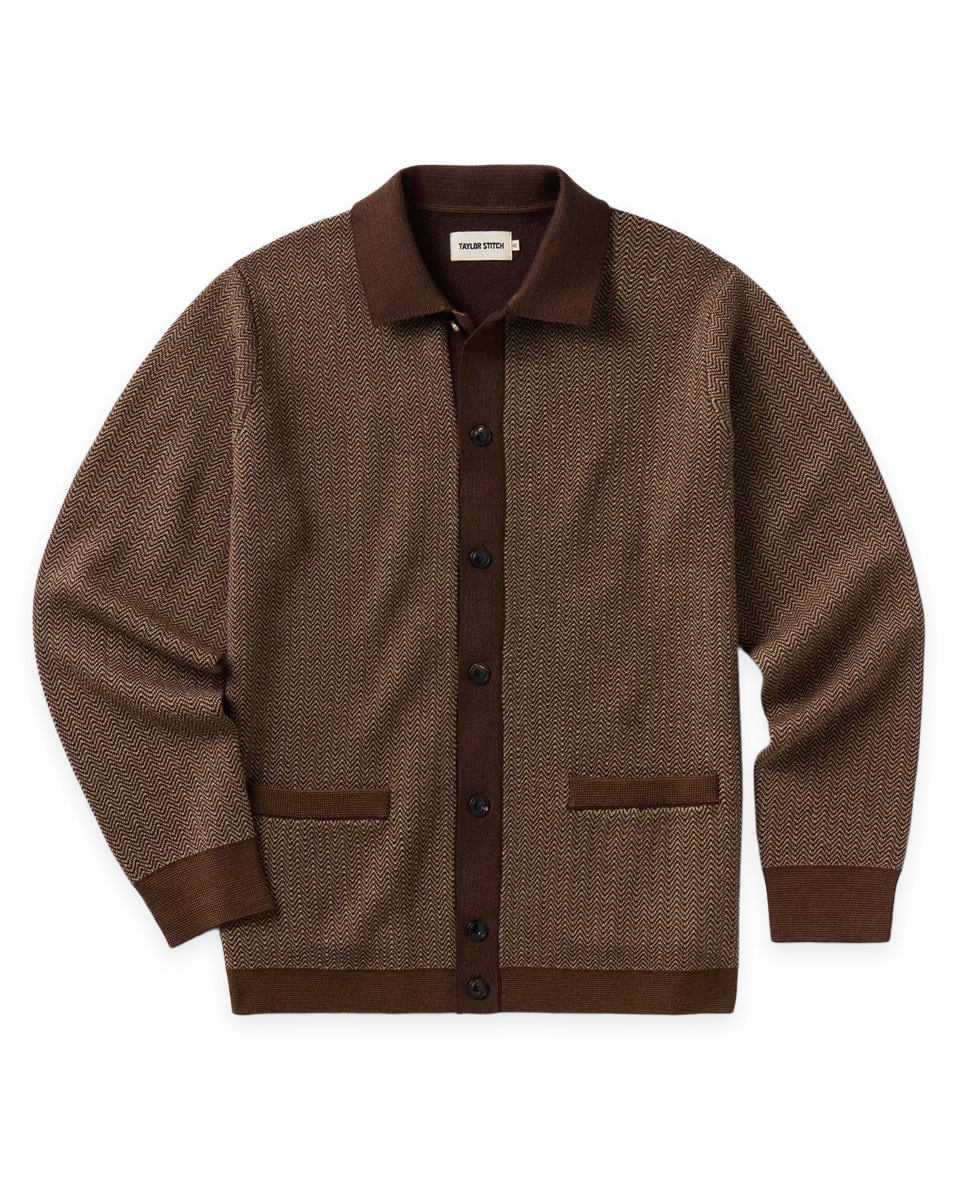 Taylor Stitch The Miles Sweater Polo in Espresso Merino
