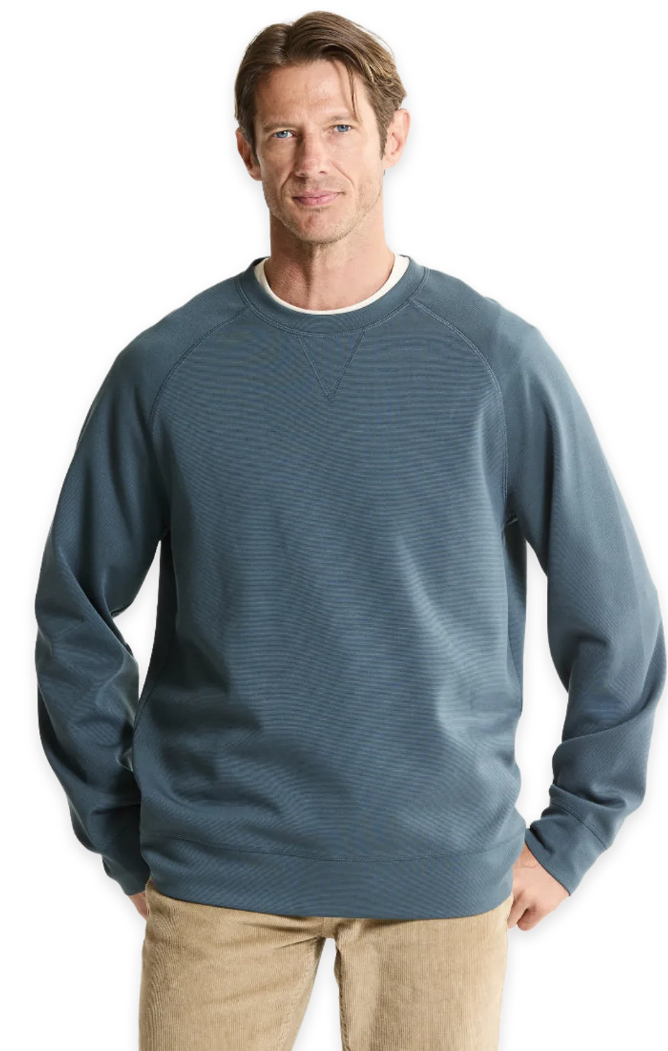 Jachs NY Performance Micro Stripe Knit Raglan Crewneck