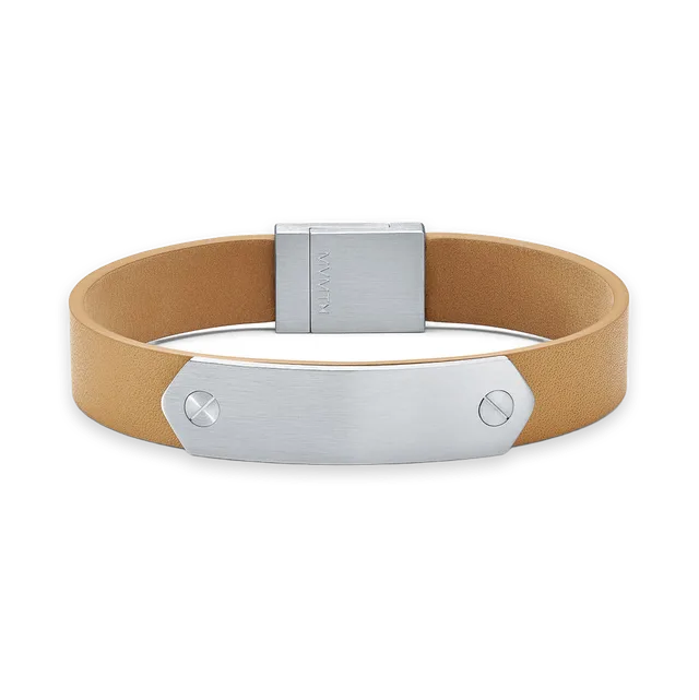 MVMT Leather ID Bracelet Tan
