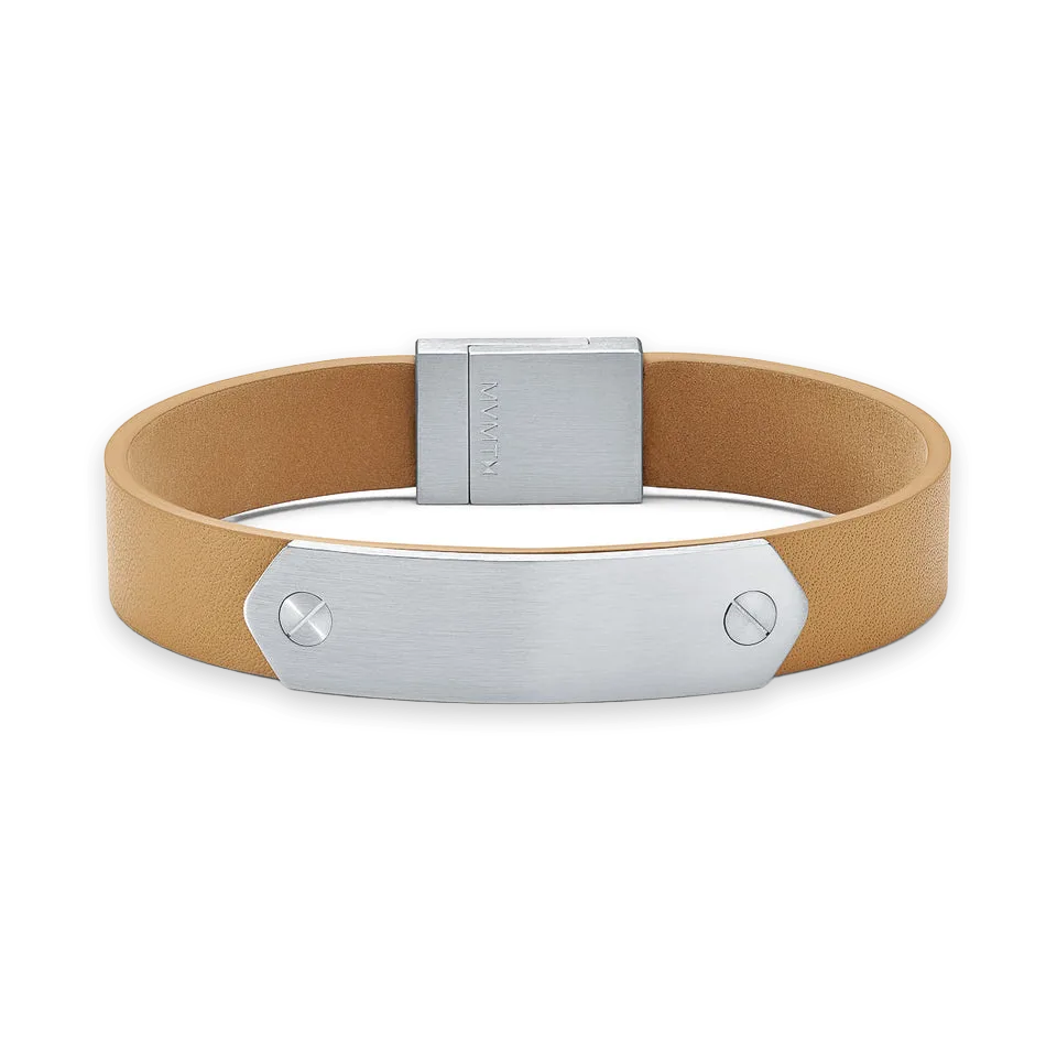 MVMT Leather ID Bracelet Tan