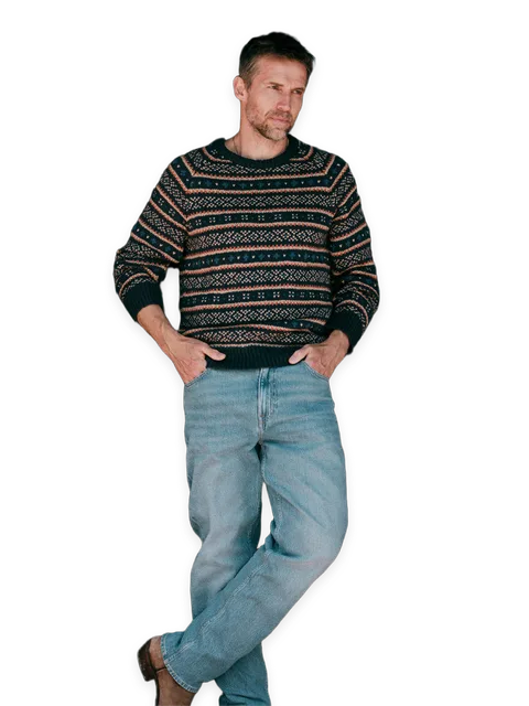 Faherty Nordic Sweater Crew · Northern Nights Fairisle