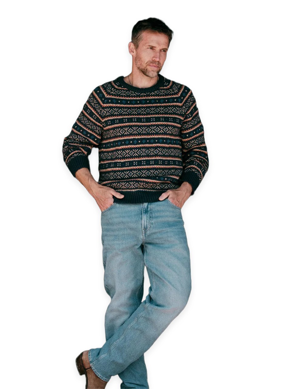 Faherty Nordic Sweater Crew · Northern Nights Fairisle