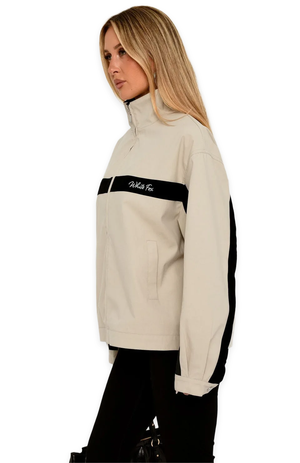White Fox Wilhemina Funnel Neck Jacket Stone/Black, photo 4