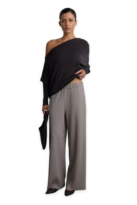 Oak + Fort PLEATED STRAIGHT LEG ELASTIC WAIST PANT