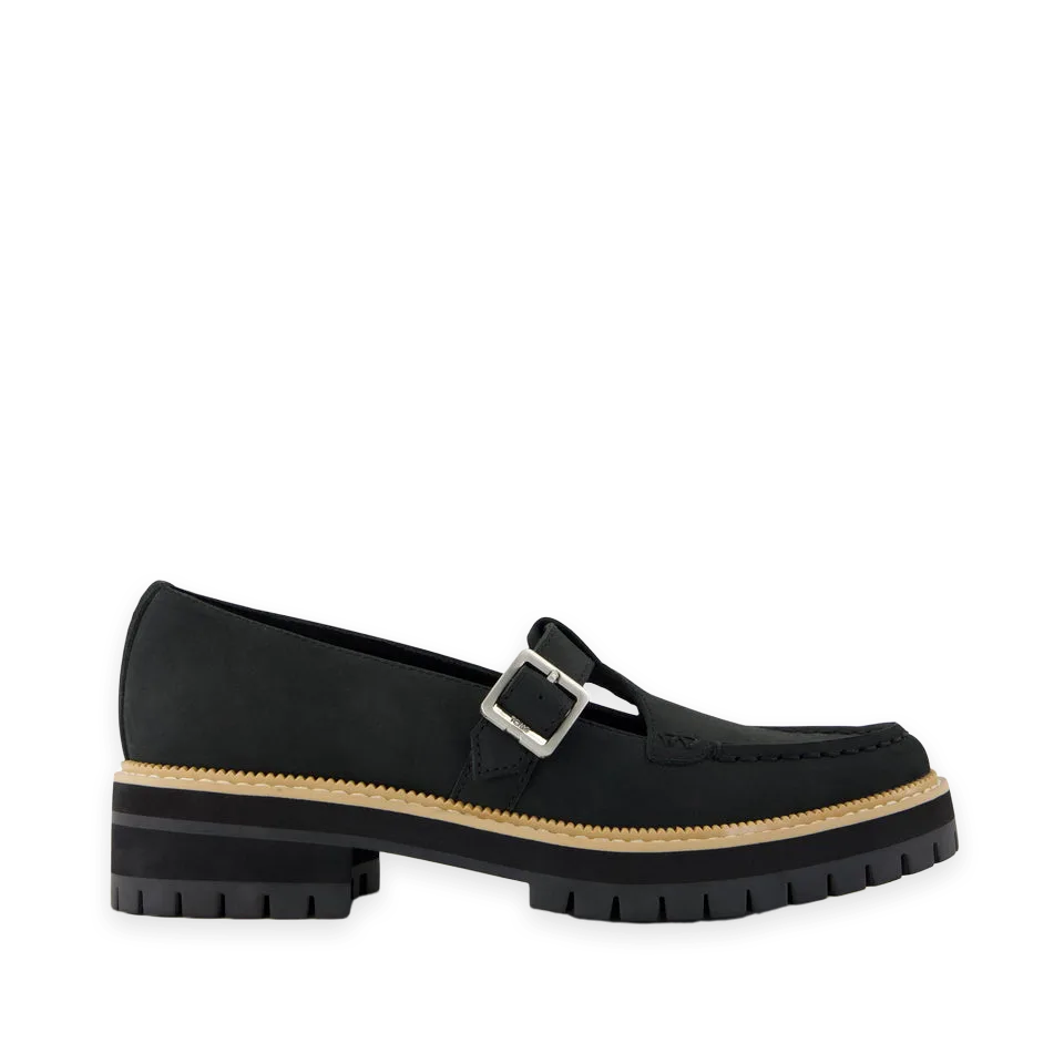 TOMS Womens Cara Mary Jane Loafer Black Nubuck Leather
