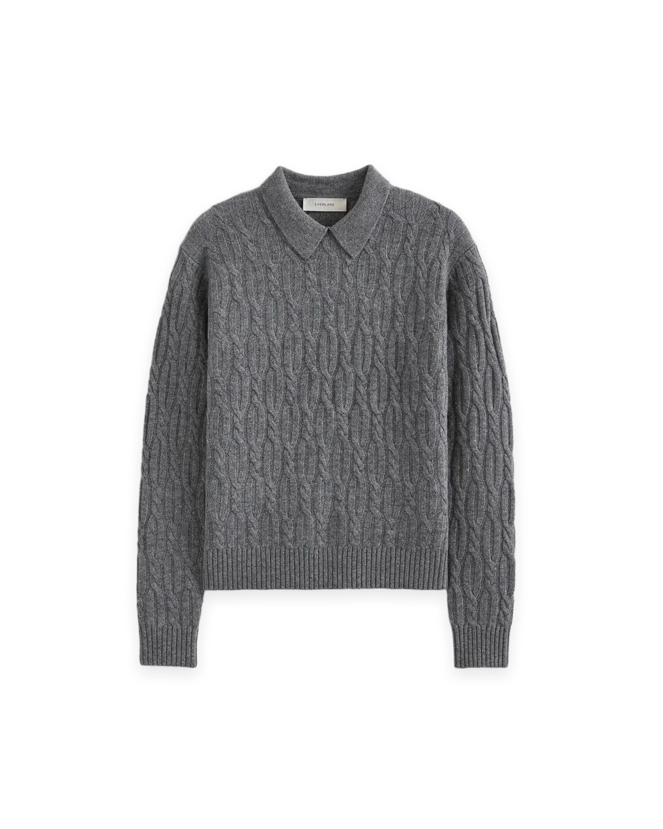 Everlane Cable-Knit Polo in Luxe Merino