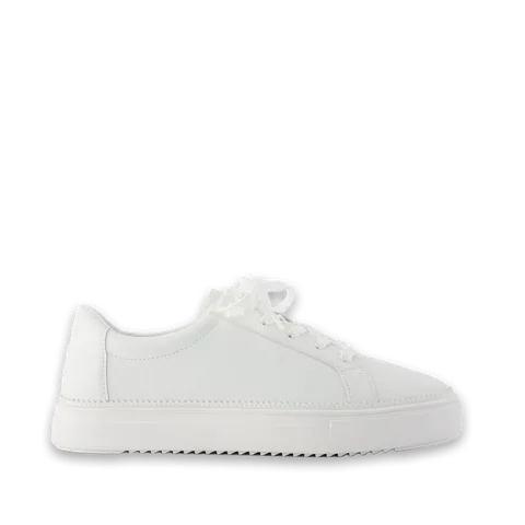 TOMS Womens Izzy Lace-Up Sneaker White Faux Leather