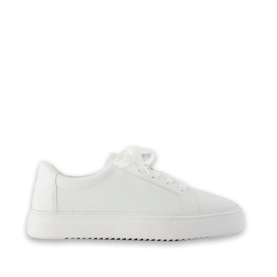 TOMS Womens Izzy Lace-Up Sneaker White Faux Leather
