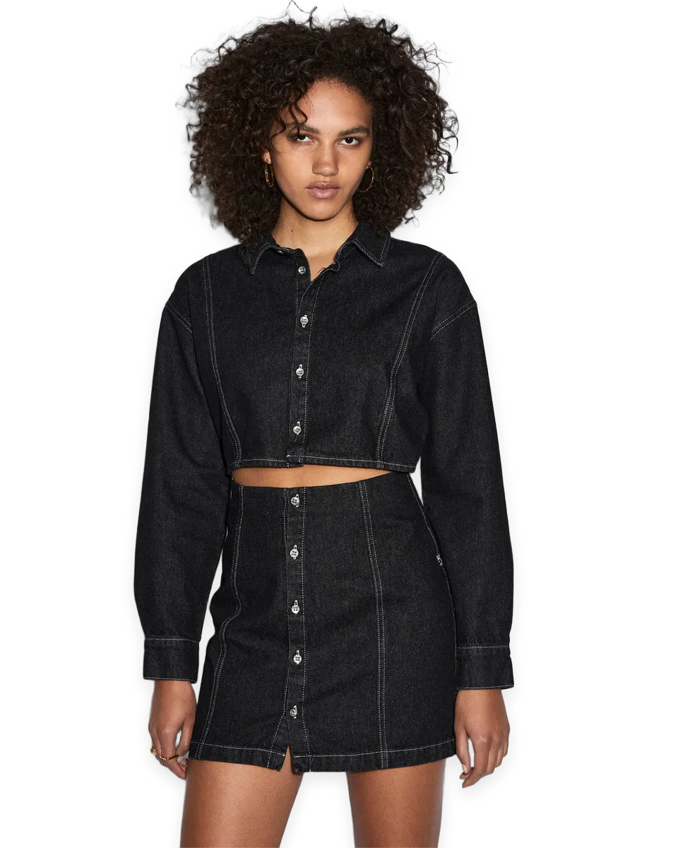 Ksubi CUTOUT SHIRT DRESS MIDNIGHT