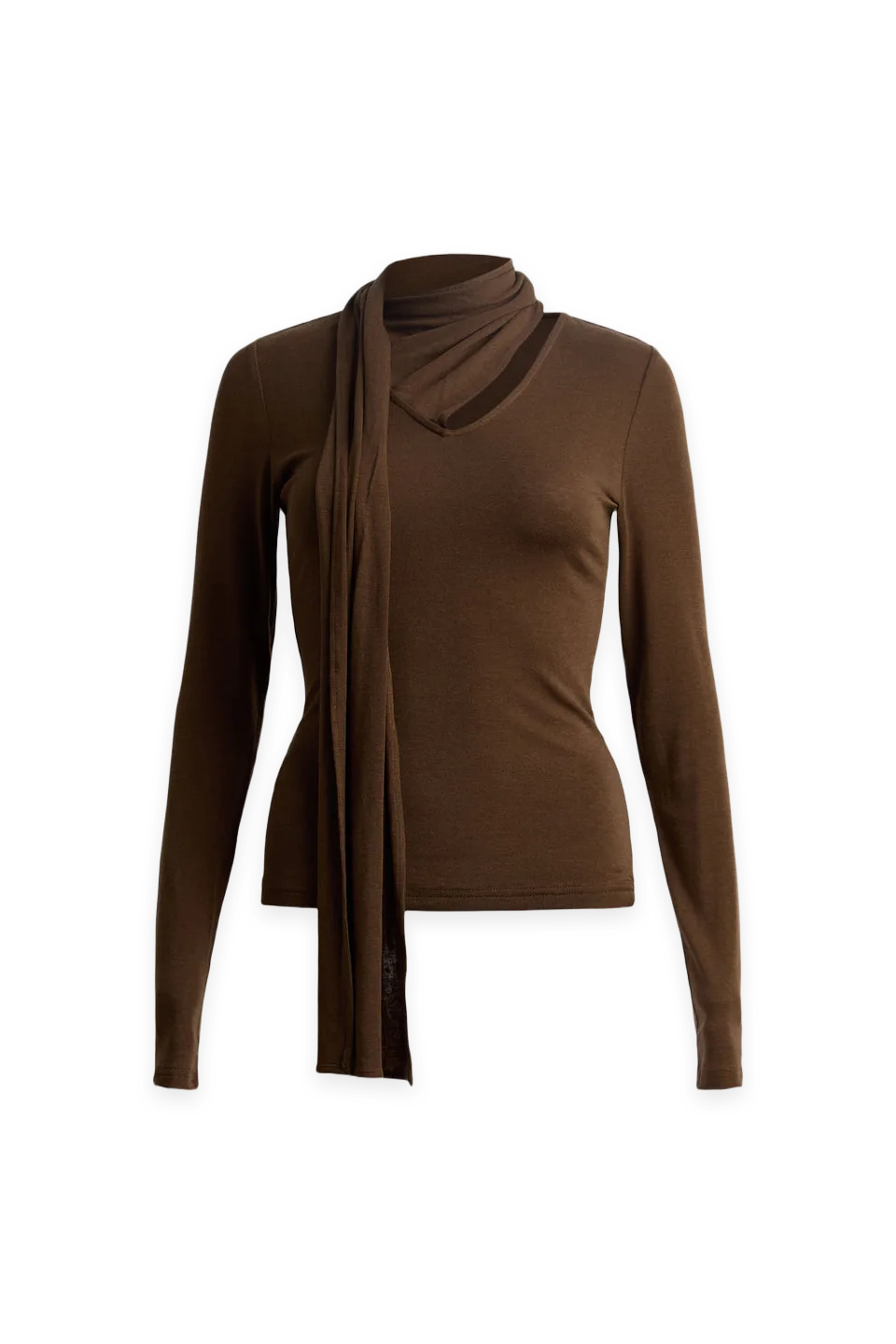 Oak + Fort SCARF DRAPED LONG SLEEVE TOP