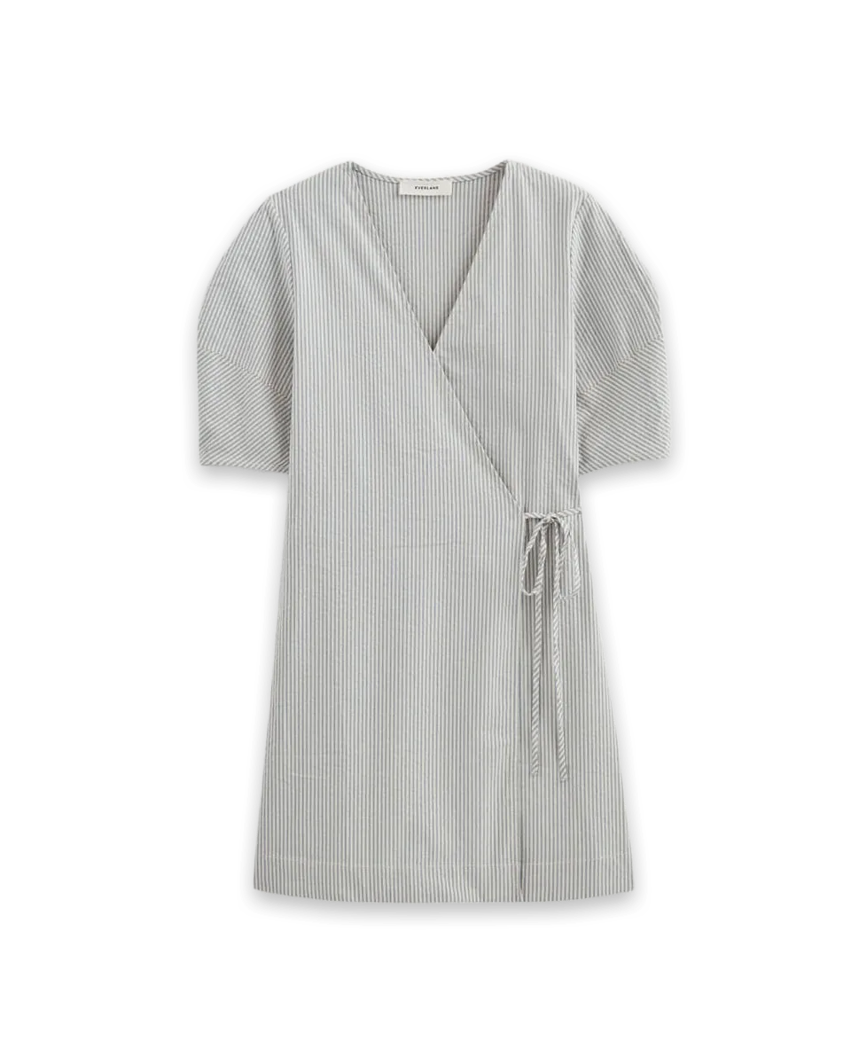 Everlane The Seersucker Mini Wrap Dress