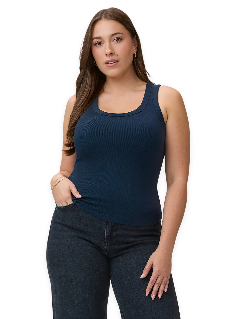 Fresh Clean Threads Dark Navy Ribbed Tank