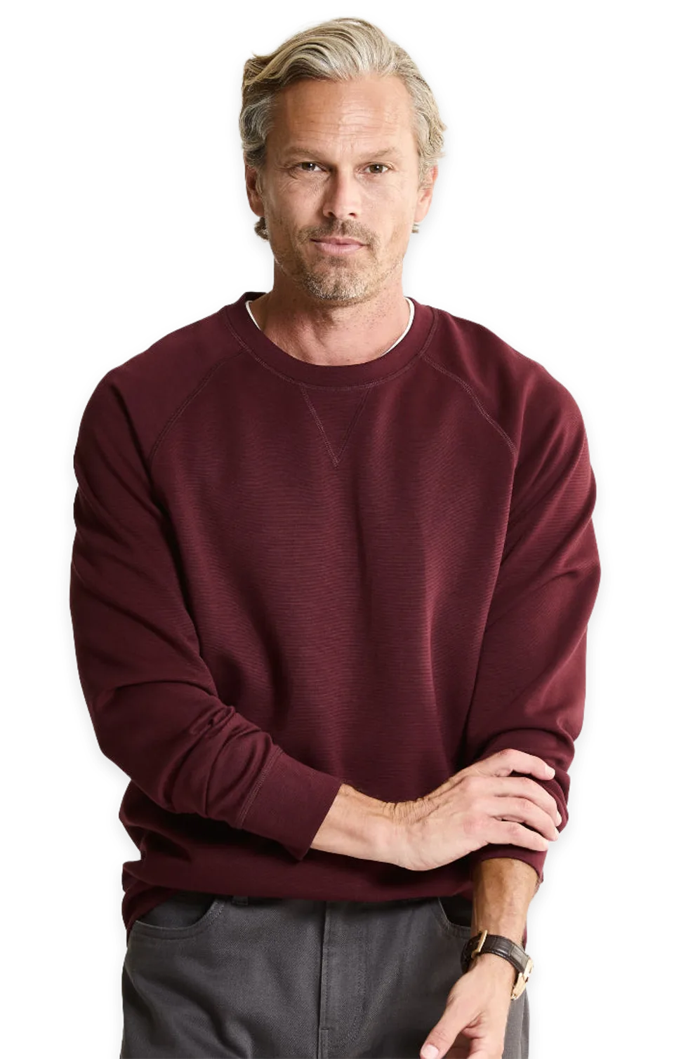 Jachs NY Performance Micro Stripe Knit Raglan Crewneck