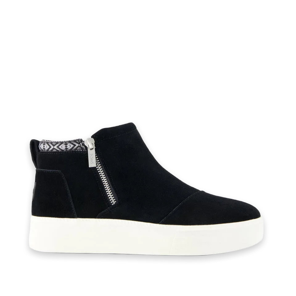 TOMS Womens Percy Mid Platform Sneaker Water Resistant Black Suede