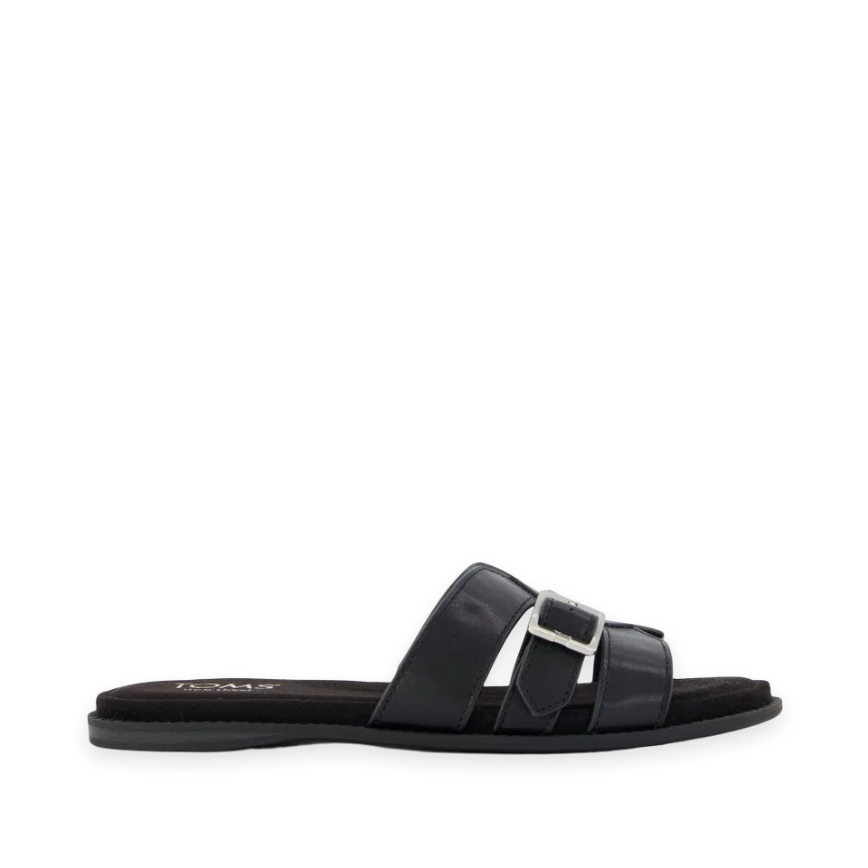 TOMS Womens Sol Slide Sandal Black Leather