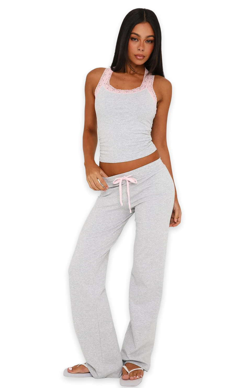 White Fox Midnight Sun Low Rise Pants Grey Marle/Baby Pink, photo 2