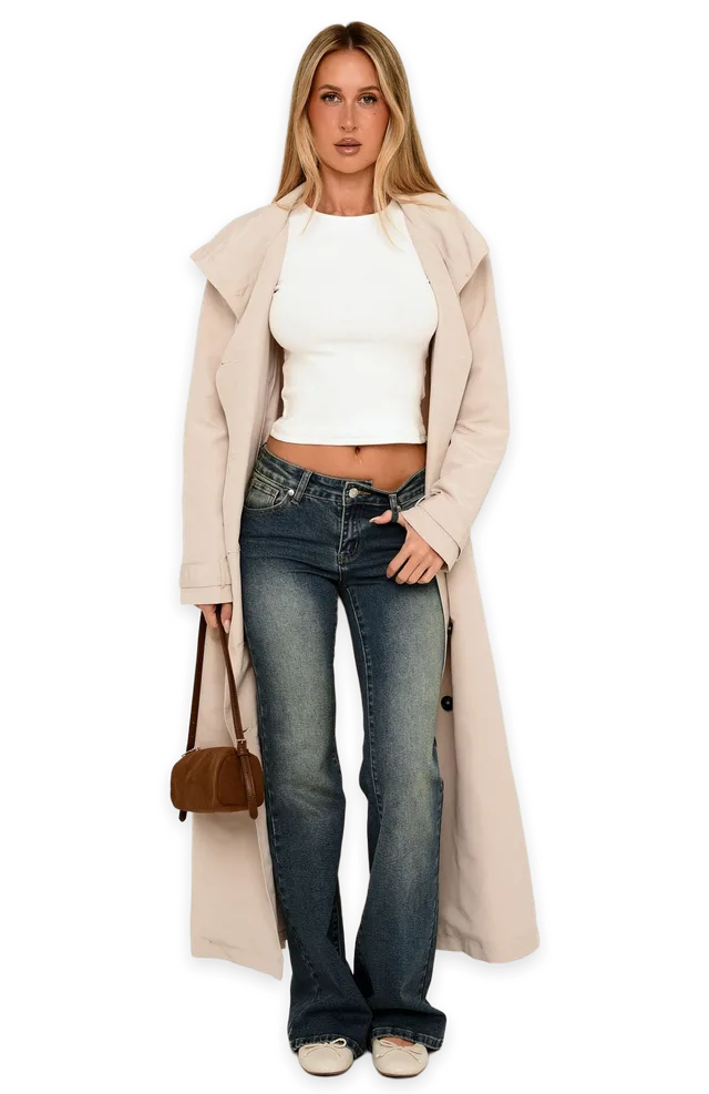 White Fox Araminta Trench Coat Beige