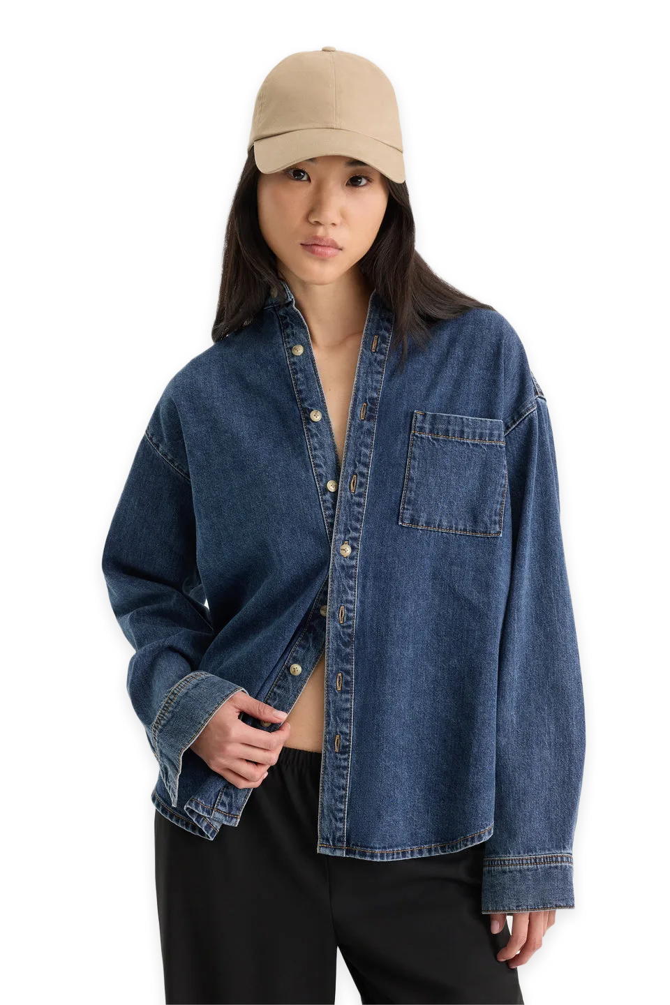 Good American THE DENIM EASY SHIRT · ALCOVE