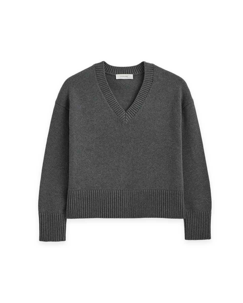 Everlane Boxy V-Neck Sweater in Everyday Cotton