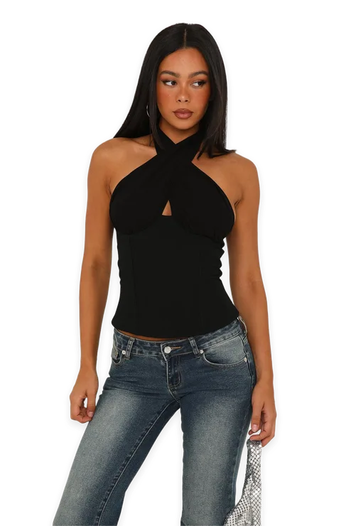 White Fox Lover Girl Era Bustier Black