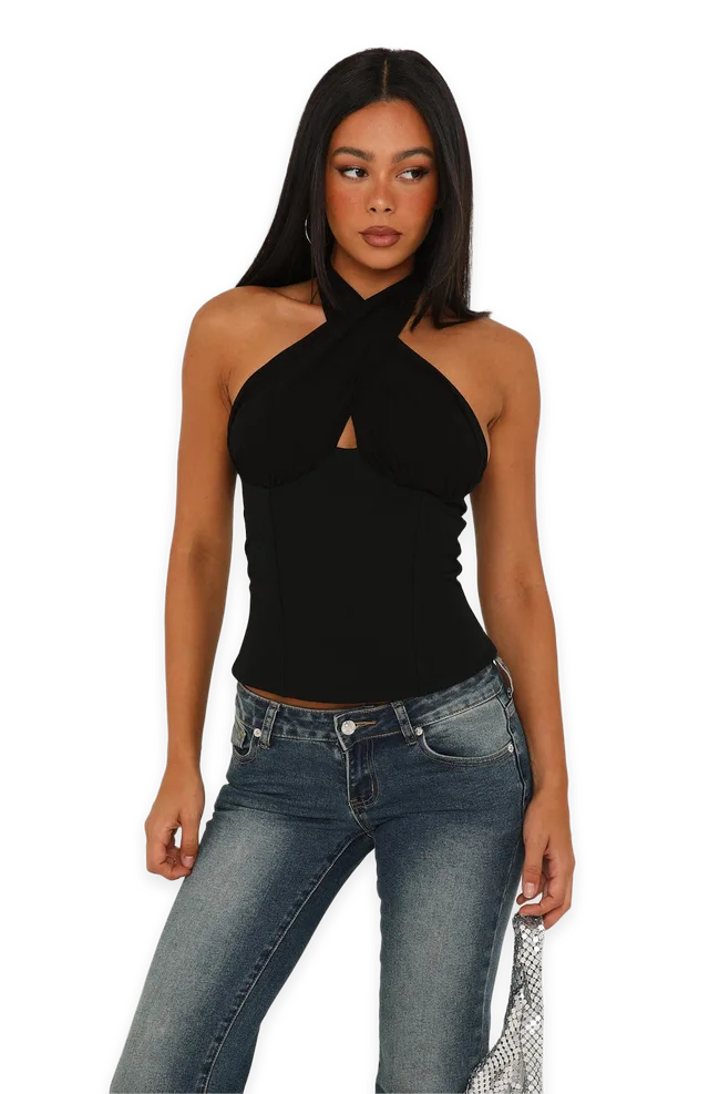 White Fox Lover Girl Era Bustier Black