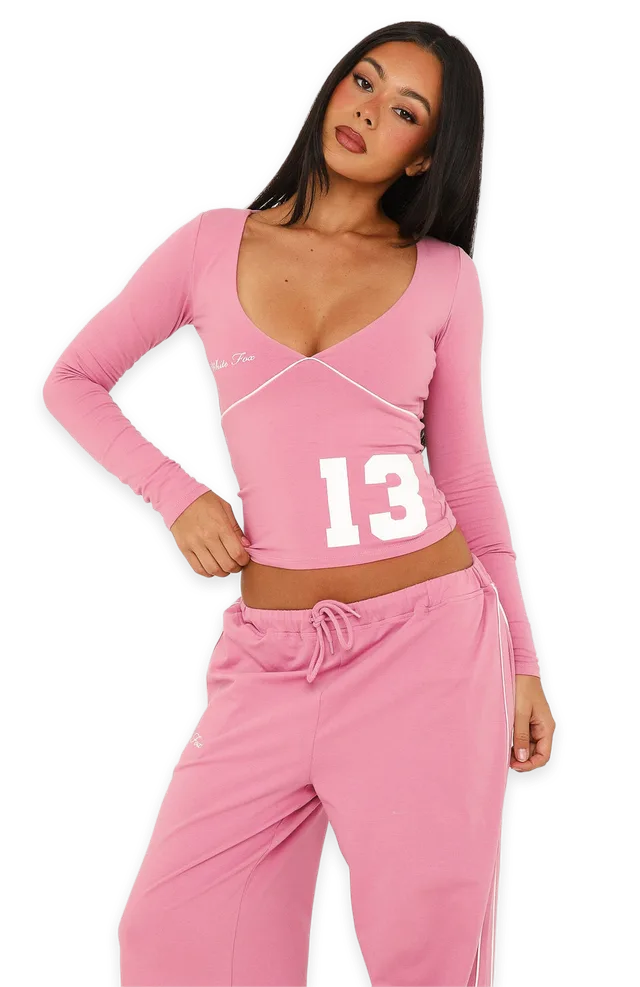 White Fox Can't Help The Feeling Long Sleeve Top Dusty Plum