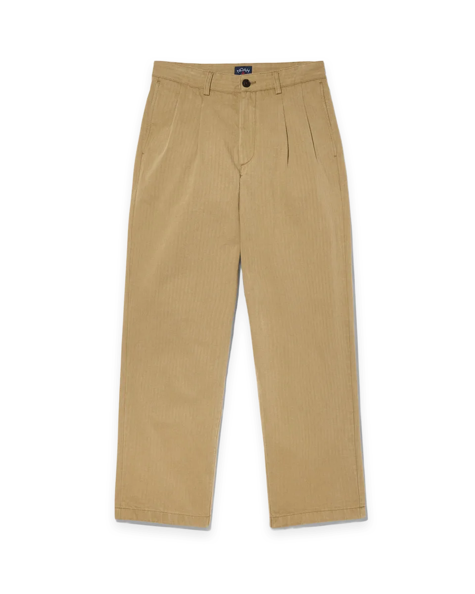 Noah Double-Pleat Herringbone Pant