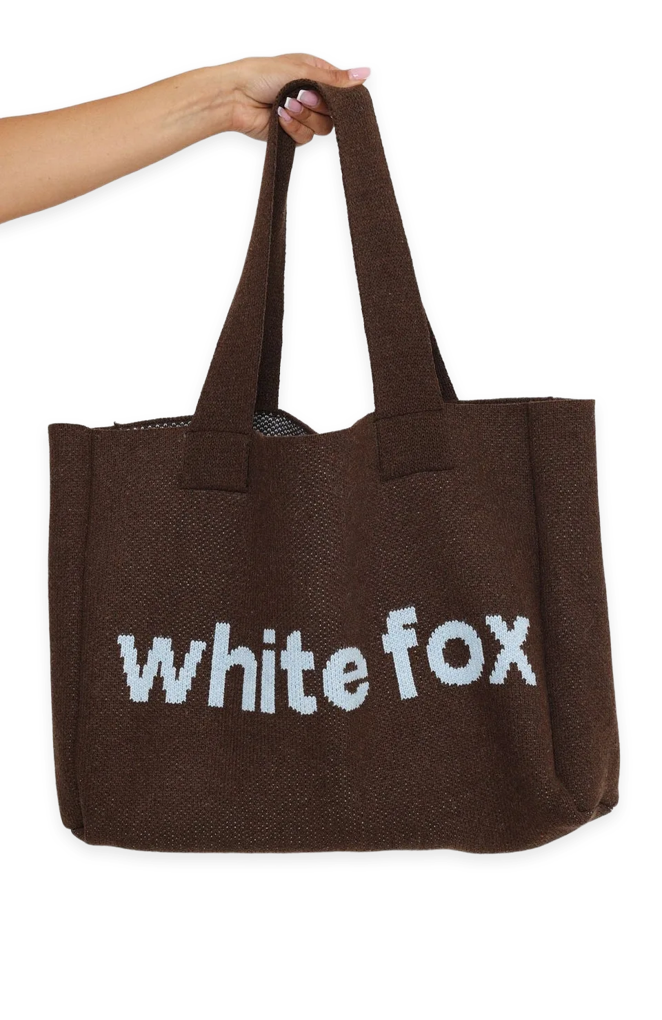 White Fox Roslalyn Knit Tote Bag Dark Chocolate, photo 2