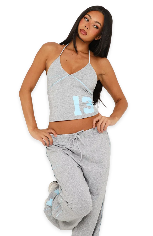 White Fox Can't Help The Feeling Halter Top Grey Marle
