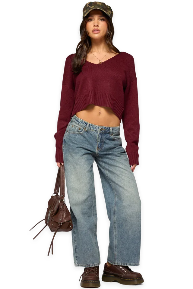 Edikted Petite Raelynn Washed Low Rise Baggy Jeans