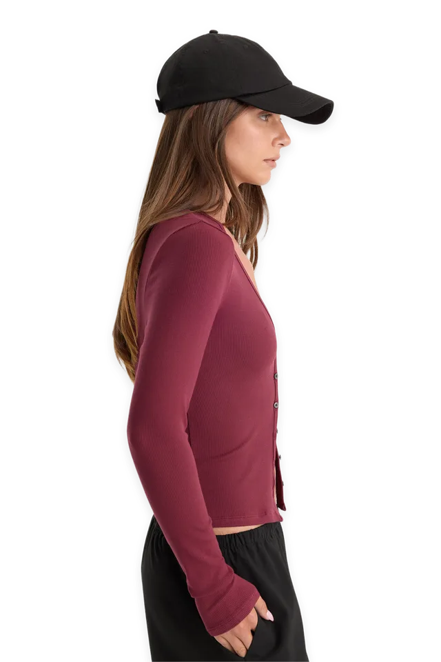 Good American THE RIB V NECK CARDIGAN