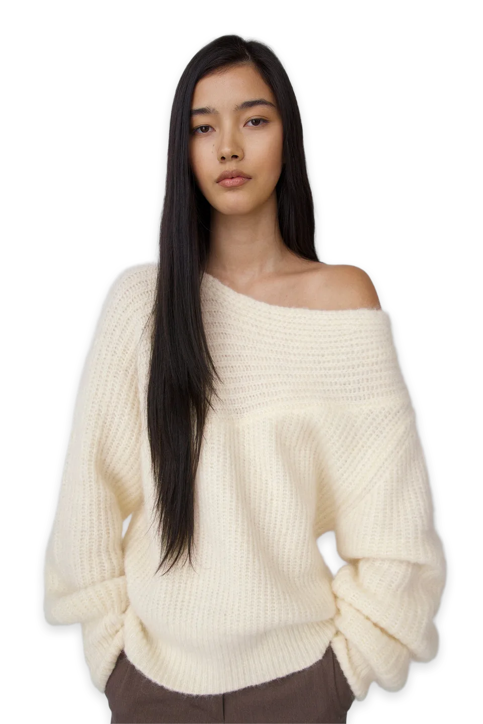 Oak + Fort FUZZY MOHAIR BLEND SWEATER