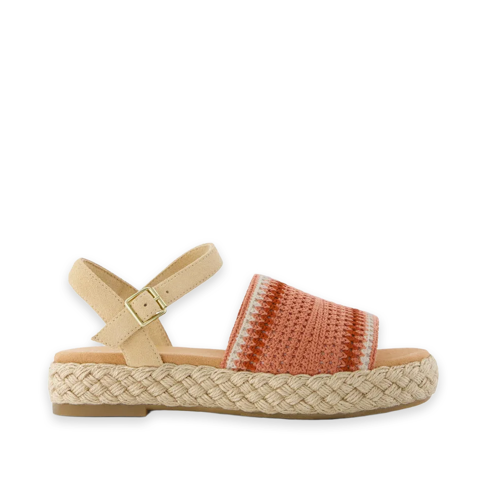 TOMS Womens Abby Flatform Espadrille Sandal Bloom Crochet