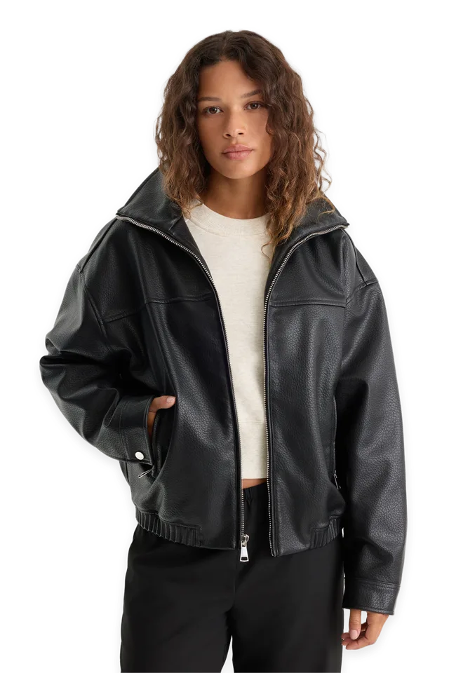Good American THE BETTER THAN LEATHER FUNNEL JACKET