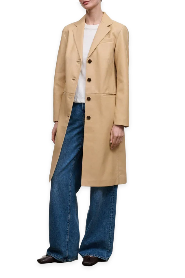Staud Wyatt Leather Coat · Cashew
