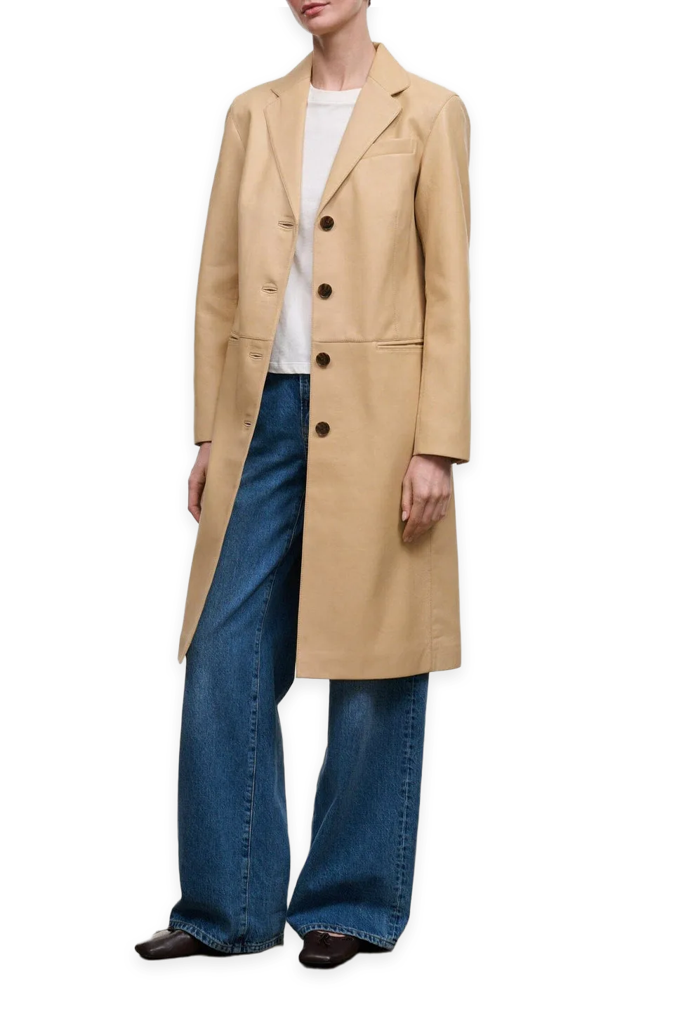 Staud Wyatt Leather Coat · Cashew