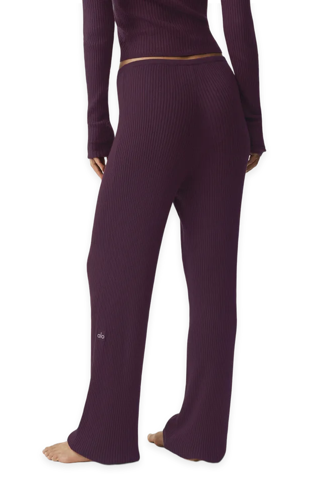 Alo Sweater Knit Mid-Rise Unwind Wide Leg Pant