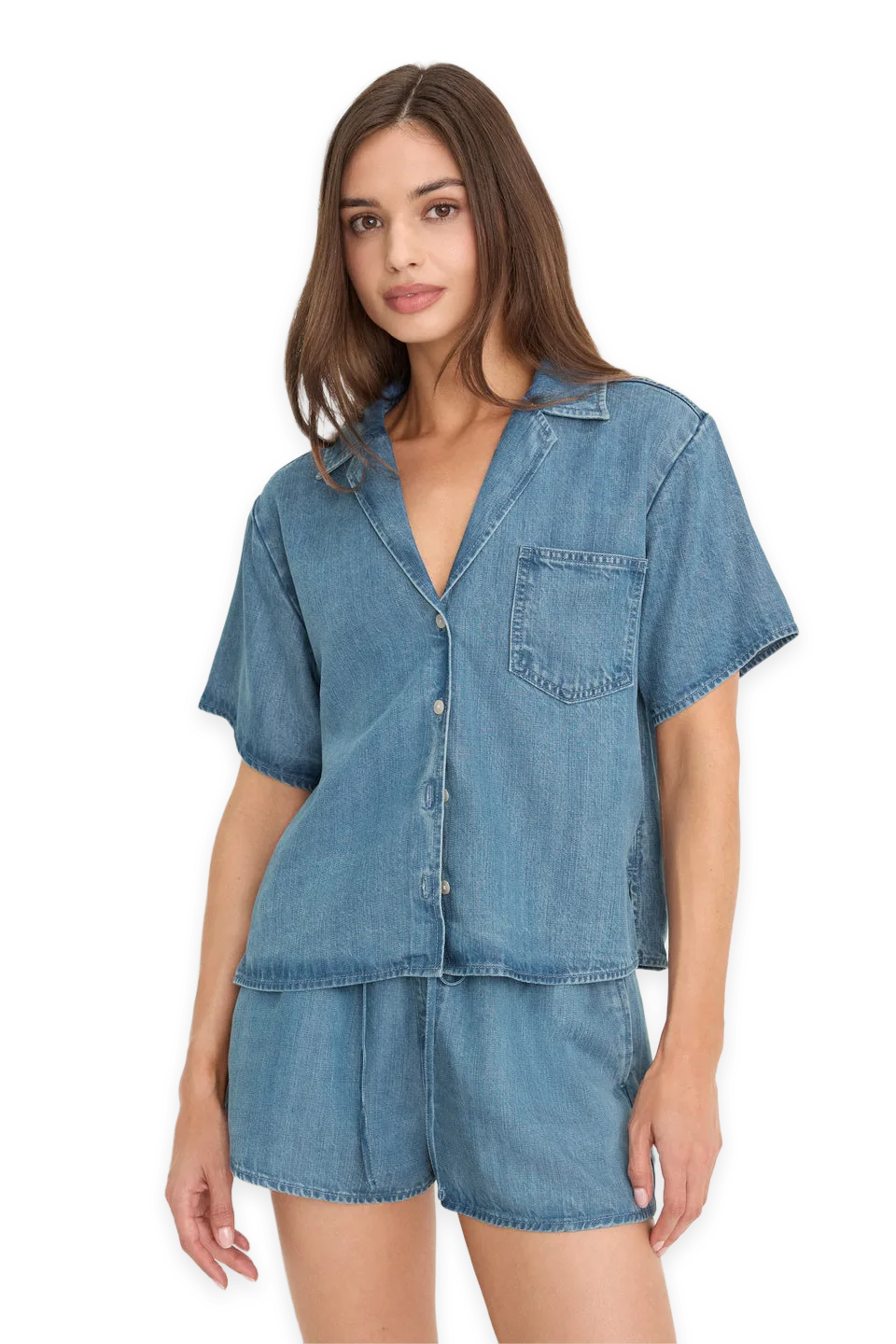 Good American THE DENIM CAMP SHIRT