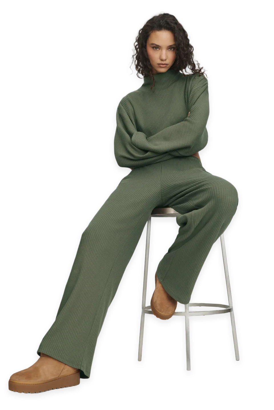 Alo Ribbed Mid-Rise Reset Pant
