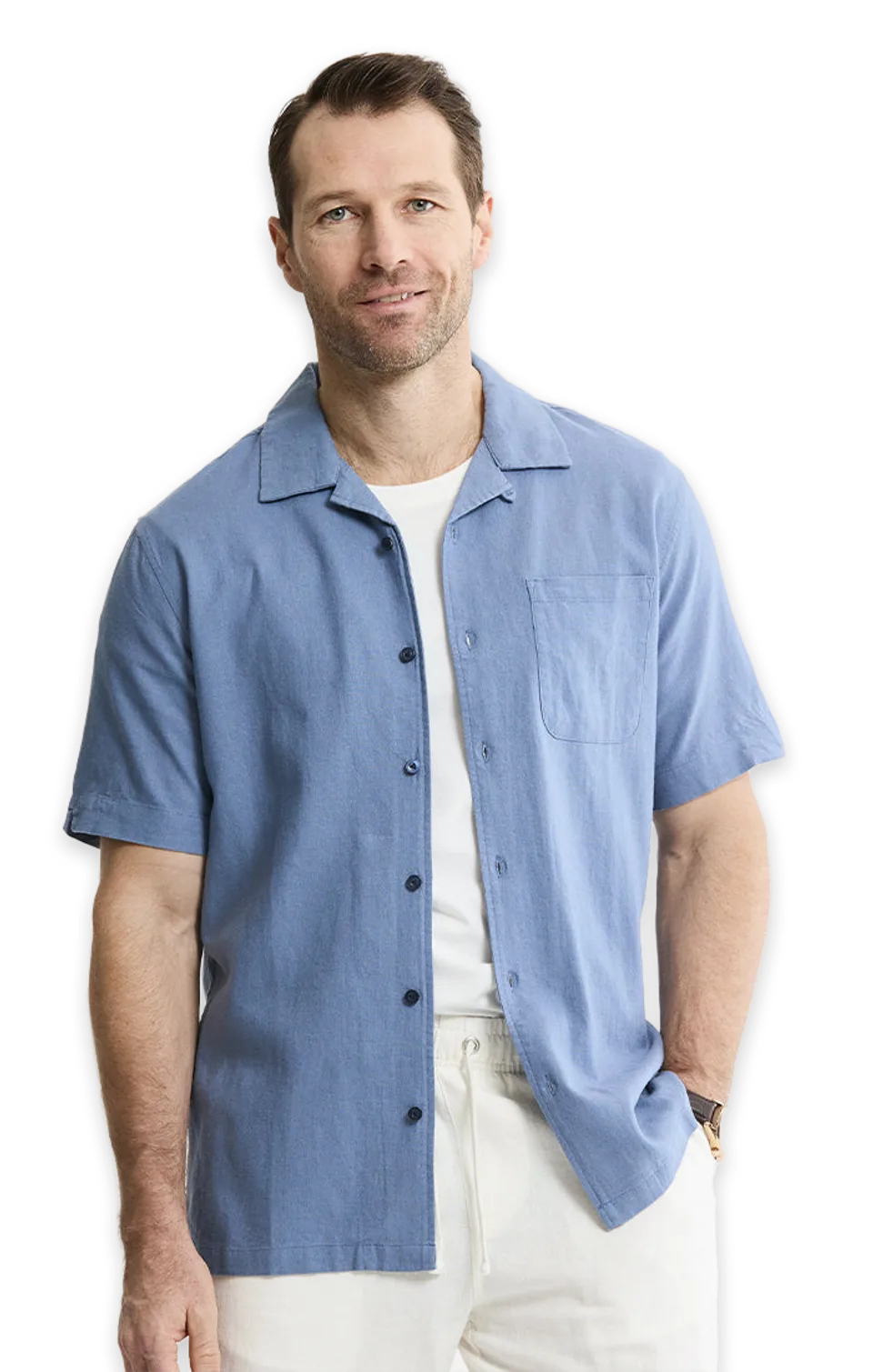 Jachs NY Linen Blend Short Sleeve Camp Shirt