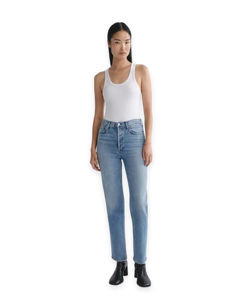 AGOLDE 90's Pinch Waist High Rise Straight Long (Weightless Stretch)