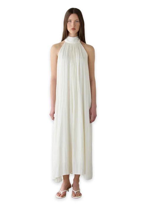 Oak + Fort PLEATED HALTER MAXI DRESS