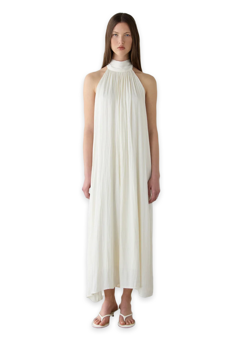 Oak + Fort PLEATED HALTER MAXI DRESS